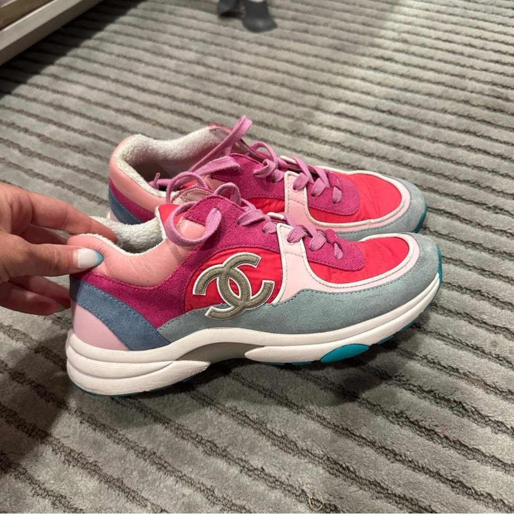 Authentic Chanel Sz 38.5 CC Sneakers